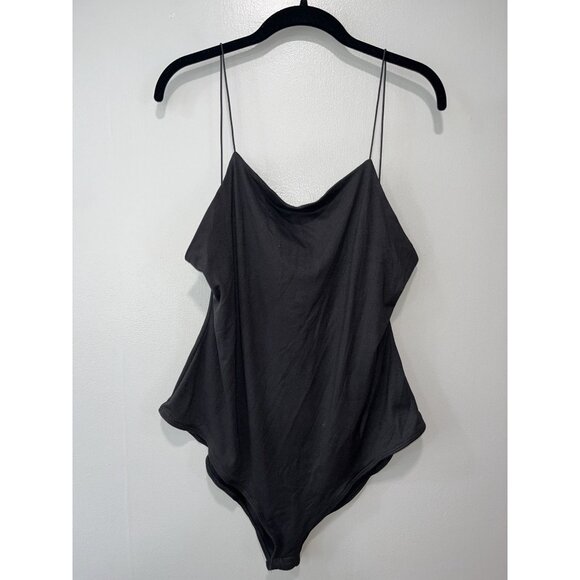 Blue Leopard‎ Black Bodysuit With Spaghetti Straps, 3X - Picture 1 of 7